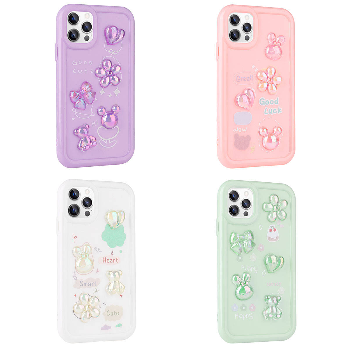 Apple iPhone 11 Pro Kılıf Kabartma Figürlü Parlak Zore Toys Silikon Kapak Pembe