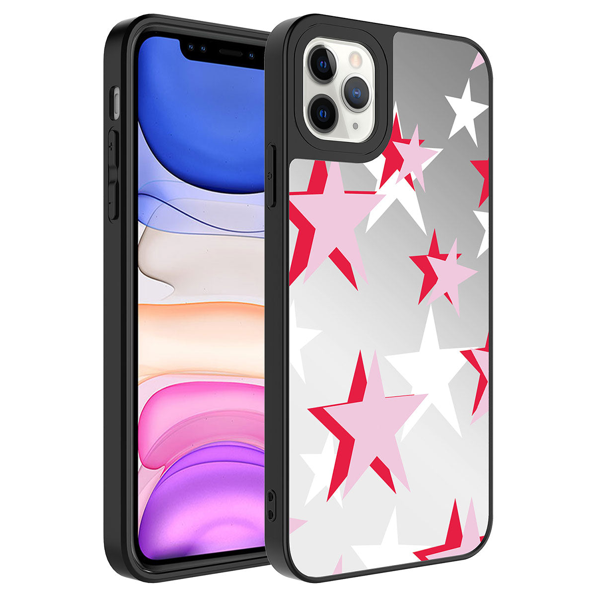 Apple iPhone 11 Pro Max Kılıf Aynalı Desenli Kamera Korumalı Parlak Zore Mirror Kapak Yıldız