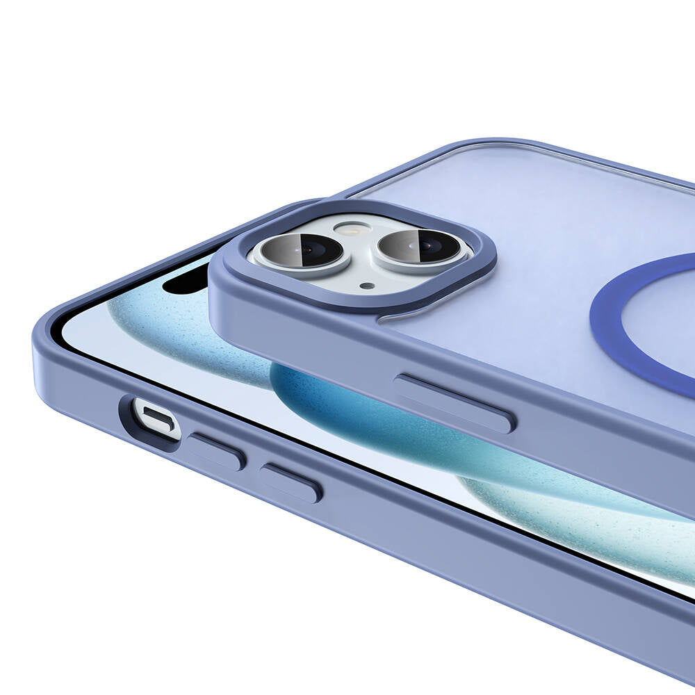 Apple iPhone 15 Plus Kılıf Magsafe Şarj Özellikli Mat Arka Yüzey Zore Sio Kapak Lacivert