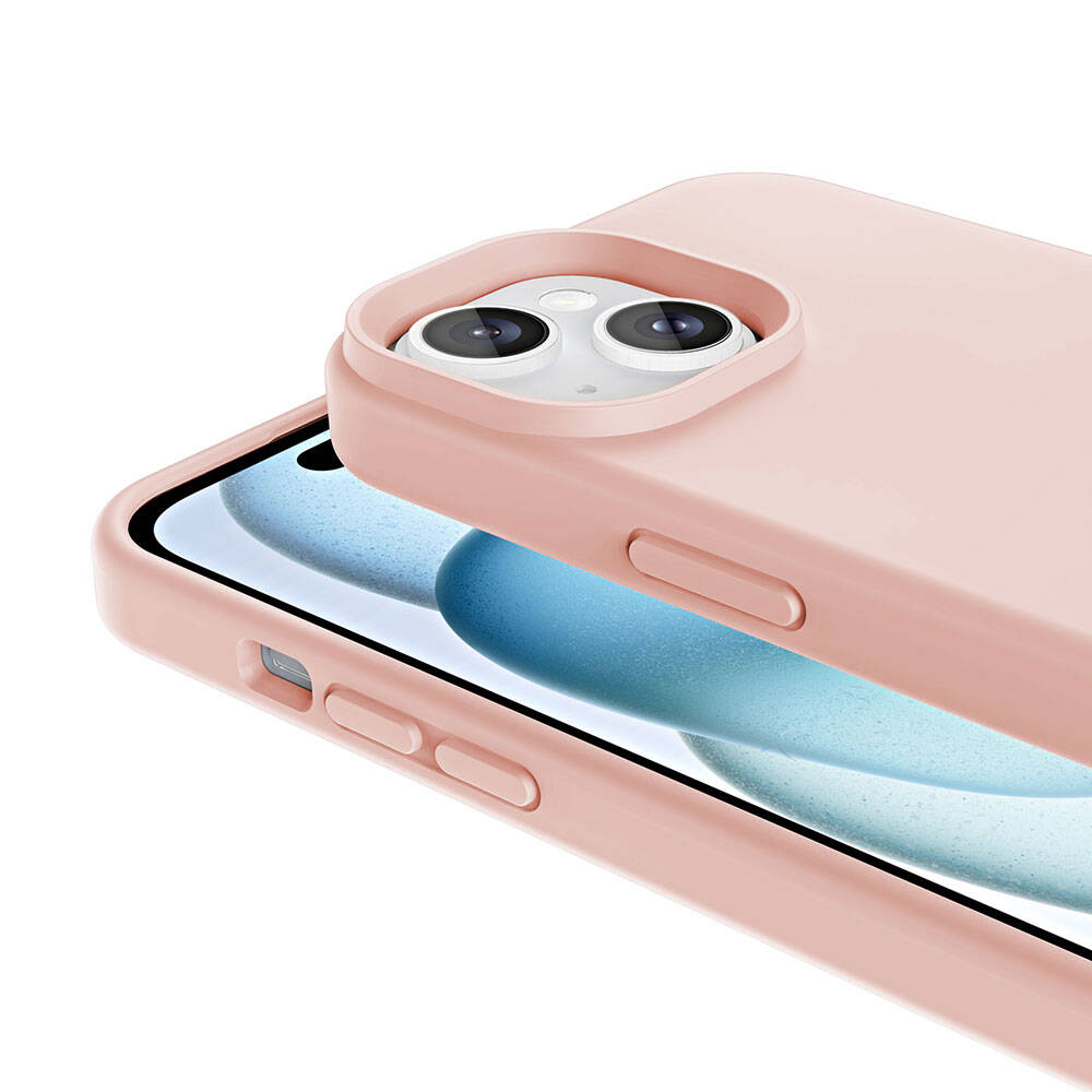 Apple iPhone 15 Plus Kılıf Magsafe Şarj Özellikli Sıvı Teknolojili Silinebilir Sert Zore Kivi Kapak Pembe