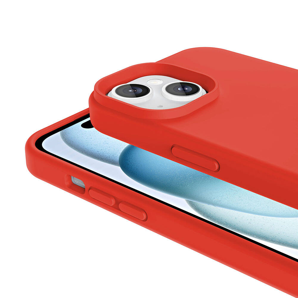 Apple iPhone 15 Plus Kılıf Magsafe Şarj Özellikli Sıvı Teknolojili Silinebilir Sert Zore Kivi Kapak Pembe