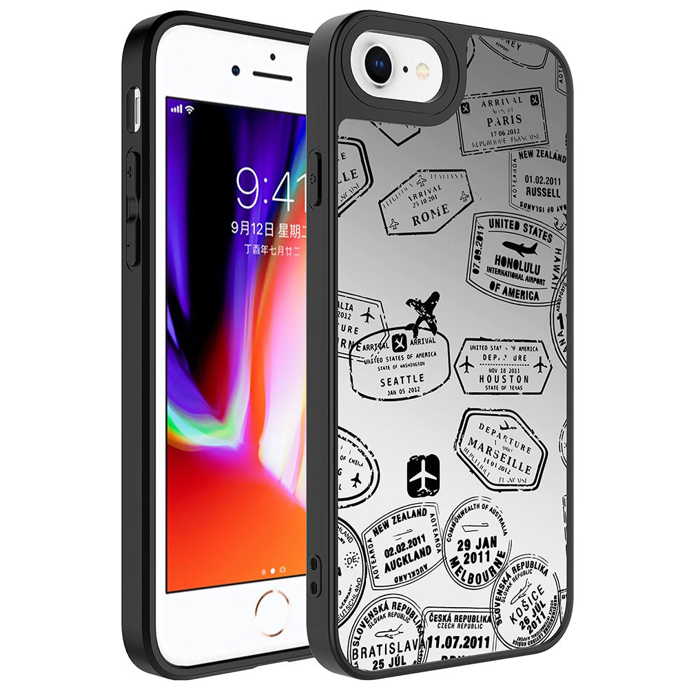 Apple iPhone SE 2020 Kılıf Aynalı Desenli Kamera Korumalı Parlak Zore Mirror Kapak Seyahat