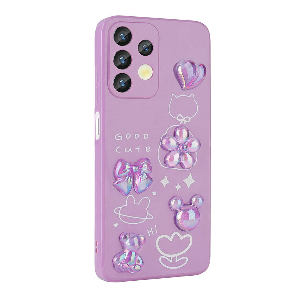 Galaxy A13 4G Kılıf Kabartma Figürlü Parlak Zore Toys Silikon Kapak Beyaz
