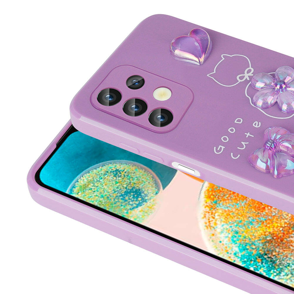 Galaxy A13 4G Kılıf Kabartma Figürlü Parlak Zore Toys Silikon Kapak Beyaz