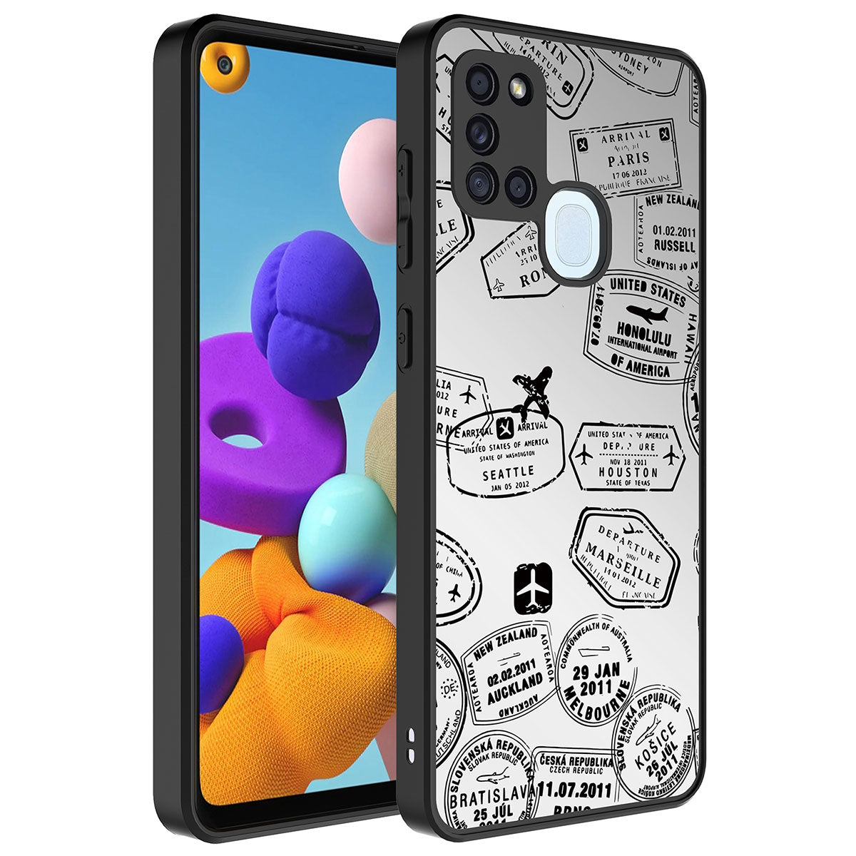Galaxy A21S Kılıf Aynalı Desenli Kamera Korumalı Parlak Zore Mirror Kapak Seyahat
