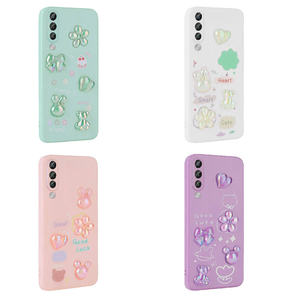 Galaxy A50 Kılıf Kabartma Figürlü Parlak Zore Toys Silikon Kapak Açık Yeşil