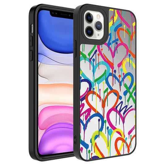 Apple iPhone 11 Pro Kılıf Aynalı Desenli Kamera Korumalı Parlak Zore Mirror Kapak Kalp