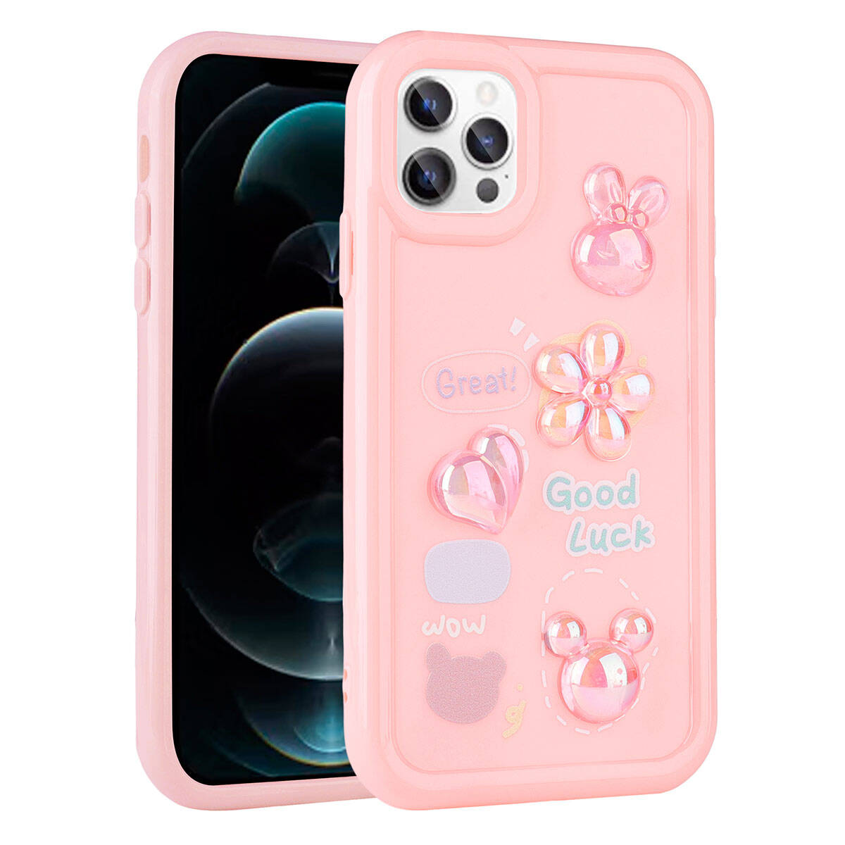 Apple iPhone 11 Pro Kılıf Kabartma Figürlü Parlak Zore Toys Silikon Kapak Beyaz