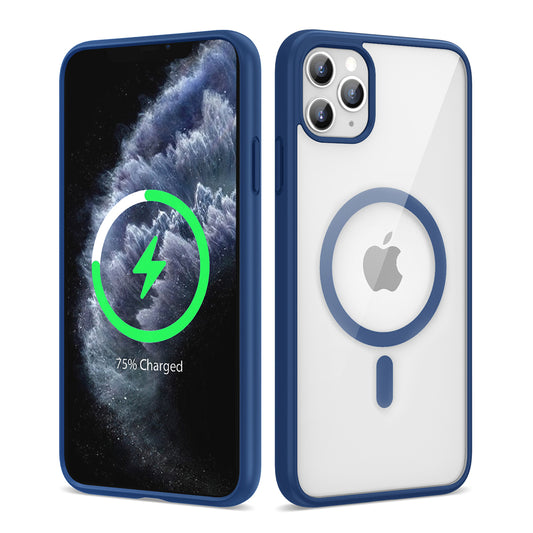 Apple iPhone 11 Pro Max Kılıf Magsafe Wireless Şarj Özellikli Silikon Zore Ege Kapak Mavi
