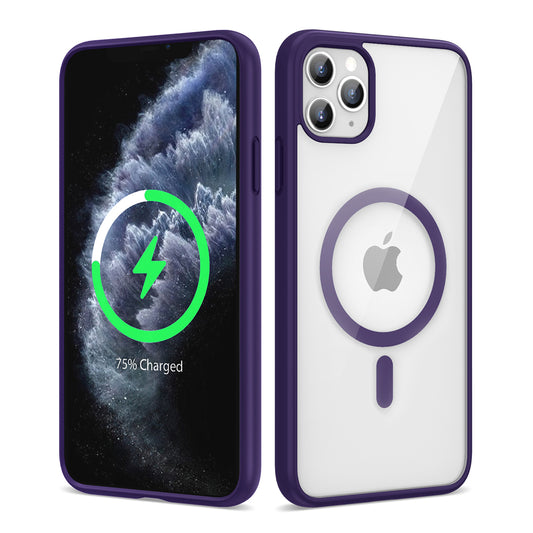 Apple iPhone 11 Pro Max Kılıf Magsafe Wireless Şarj Özellikli Silikon Zore Ege Kapak Derin Mor