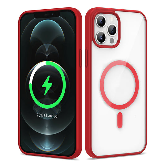 Apple iPhone 11 Pro Max Kılıf Magsafe Wireless Şarj Özellikli Silikon Zore Ege Kapak Kırmızı