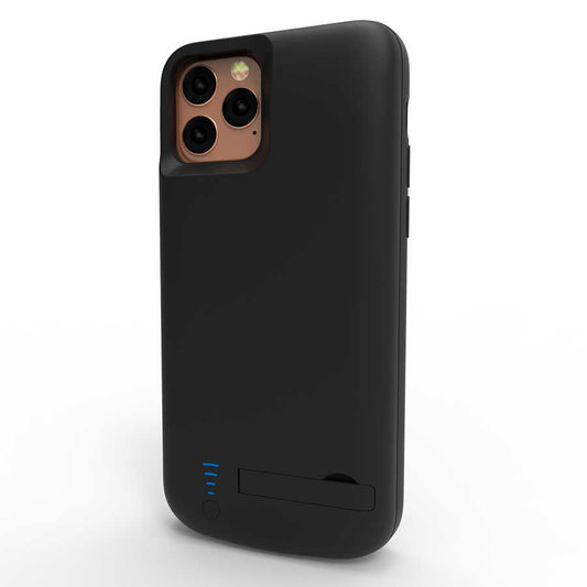 Apple iPhone 11 Pro Zore Standlı Led Göstergeli Şarjlı Kılıf 5000mAh Siyah