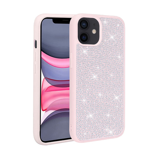 Apple iPhone 12 Kılıf Parlak Taşlı Tasarım Zore Ston Kapak Pembe