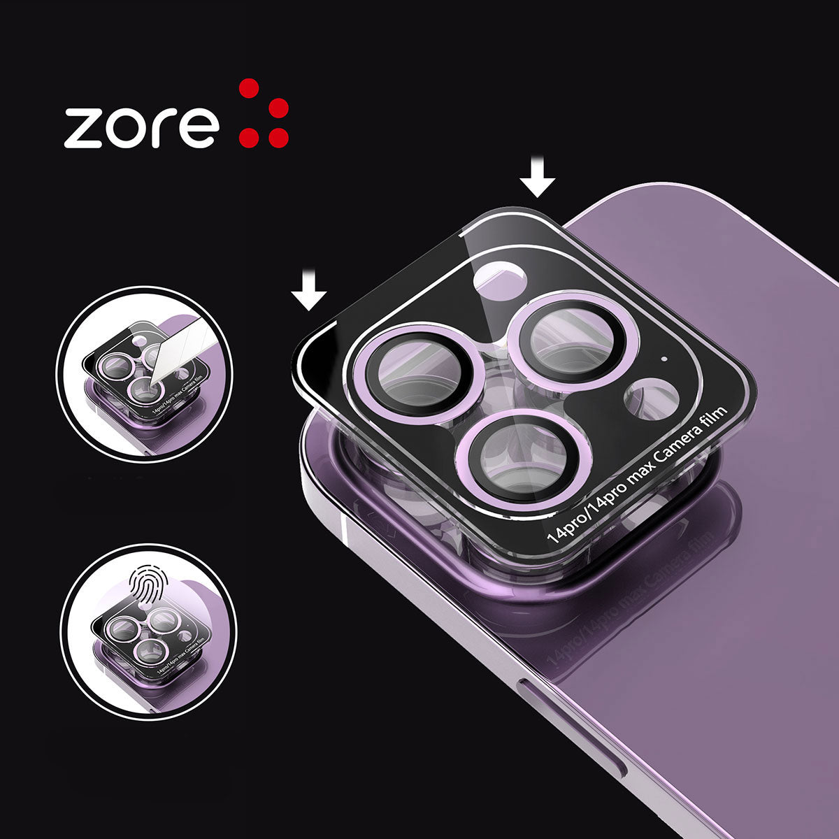 Apple iPhone 12 Pro Max Zore CL-12 Premium Safir Parmak İzi Bırakmayan Anti-Reflective Kamera Lens Koruyucu Gold