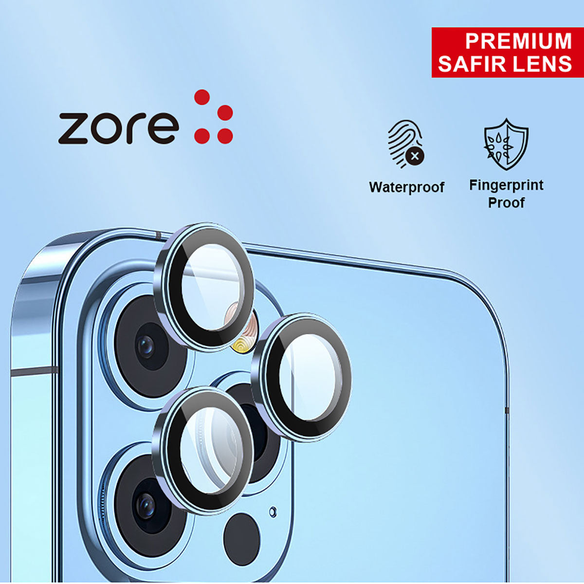 Apple iPhone 12 Pro Max Zore CL-12 Premium Safir Parmak İzi Bırakmayan Anti-Reflective Kamera Lens Koruyucu Gold