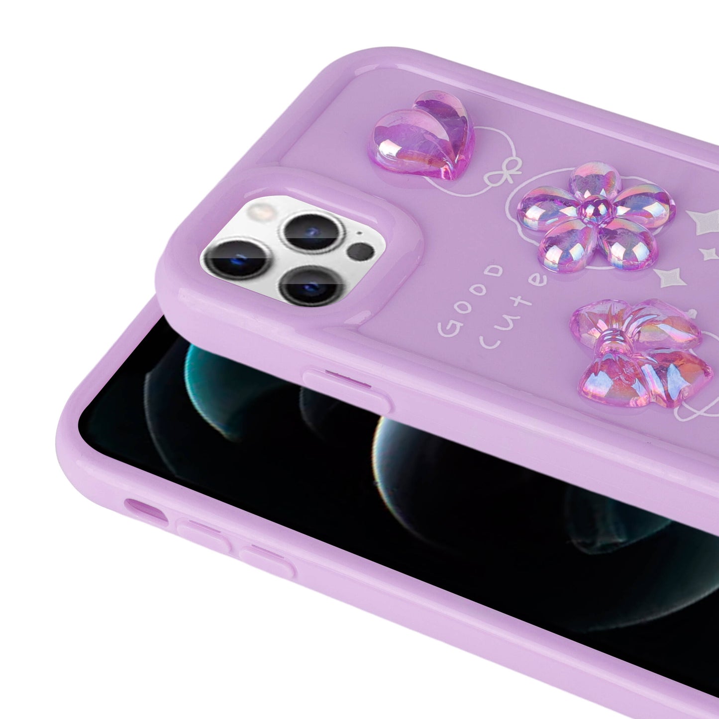 Apple iPhone 13 Pro Max Kılıf Kabartma Figürlü Parlak Zore Toys Silikon Kapak Açık Yeşil