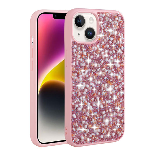 Apple iPhone 14 Plus Kılıf Parlak Taşlı Tasarım Zore Linea Kapak Pembe