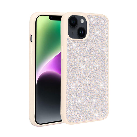 Apple iPhone 14 Plus Kılıf Parlak Taşlı Tasarım Zore Ston Kapak Beyaz