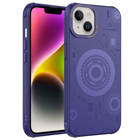 Apple iPhone 14 Plus Kılıf Zore Wireless Şarj Özellikli Desenli Hot Kapak Derin Mor