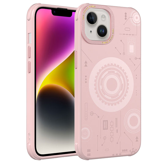 Apple iPhone 14 Plus Kılıf Zore Wireless Şarj Özellikli Desenli Hot Kapak Rose Gold