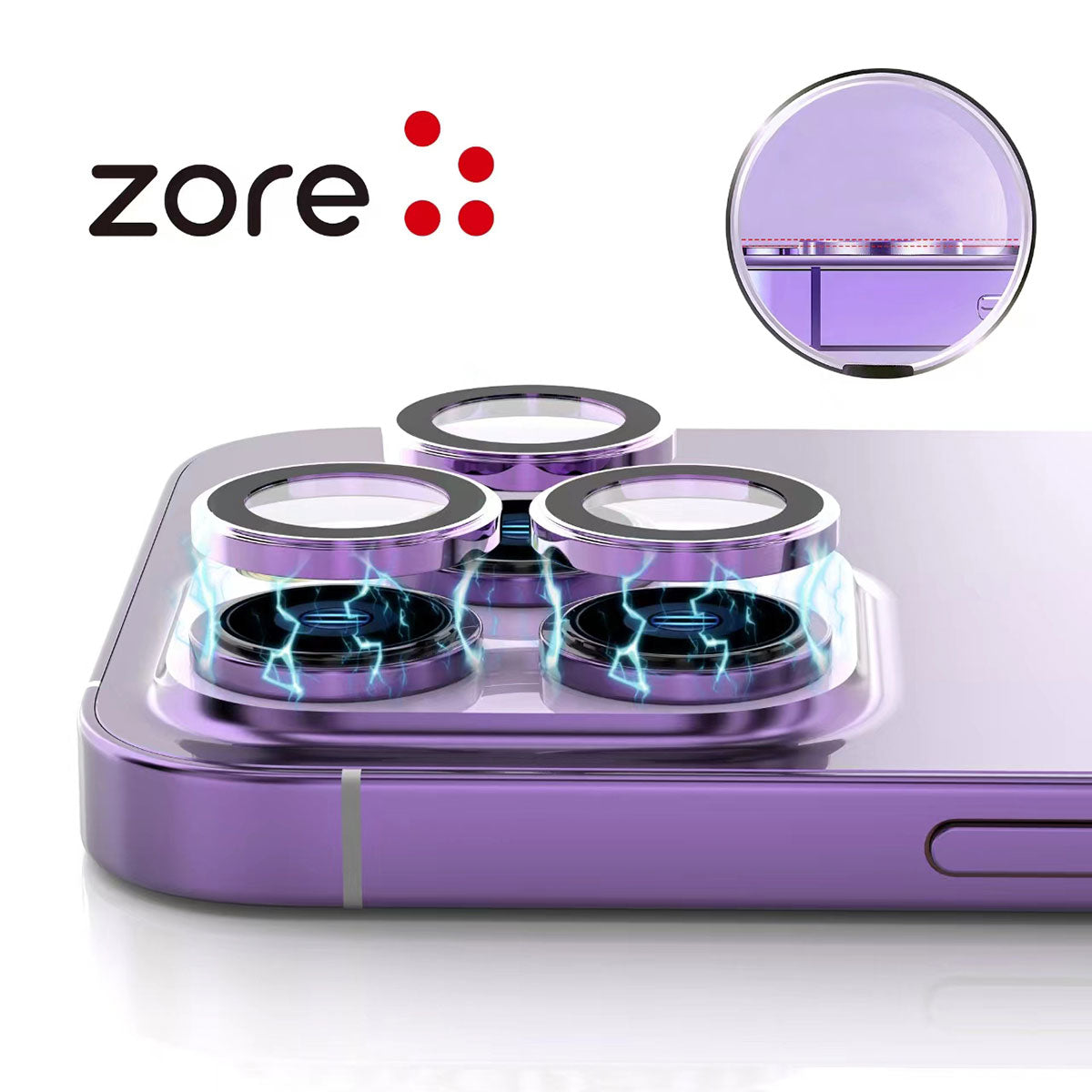 Apple iPhone 15 Pro Max Zore CL-12 Premium Safir Parmak İzi Bırakmayan Anti-Reflective Kamera Lens Koruyucu Turuncu