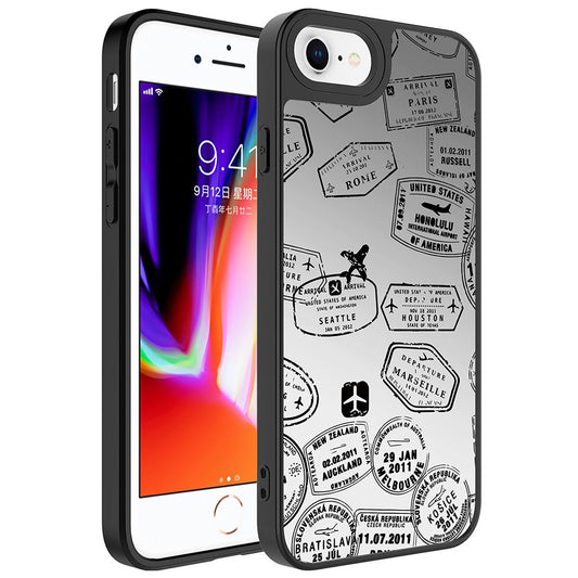 Apple iPhone SE 2020 Kılıf Aynalı Desenli Kamera Korumalı Parlak Zore Mirror Kapak Seyahat