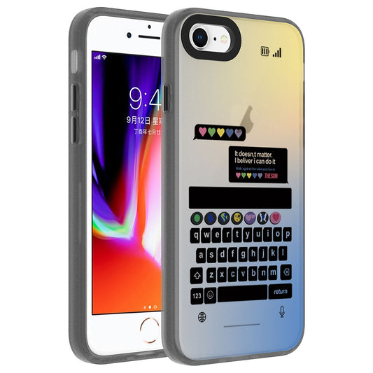 Apple iPhone SE 2020 Kılıf Desenli Zore Dragon Sert Kapak Klavye