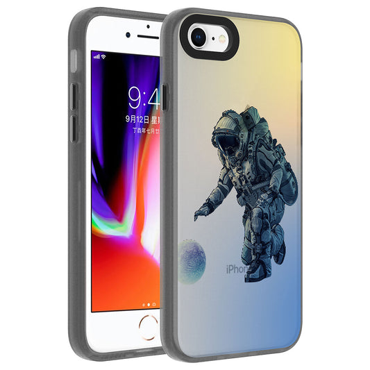 Apple iPhone SE 2020 Kılıf Desenli Zore Dragon Sert Kapak Astronot