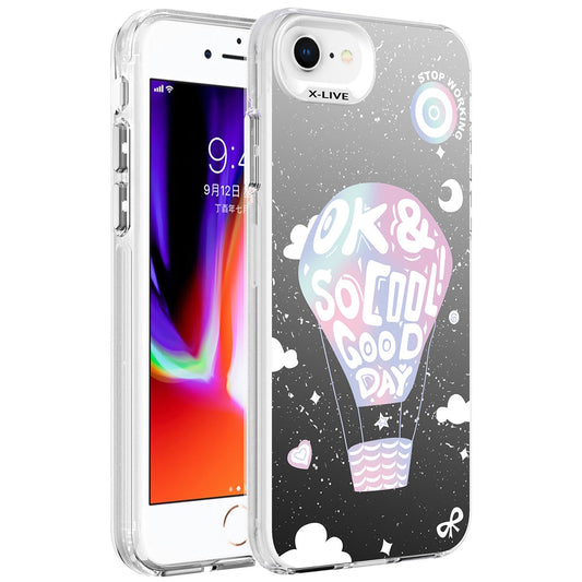 Apple iPhone SE 2020 Kılıf Desenli Zore Silver Sert Kapak Balon