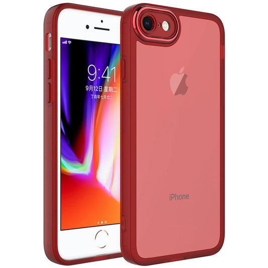Apple iPhone SE 2020 Kılıf Kamera Korumalı Transparan Zore Post Kapak Kırmızı