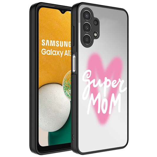 Galaxy A13 4G Kılıf Aynalı Desenli Kamera Korumalı Parlak Zore Mirror Kapak Süper Anne