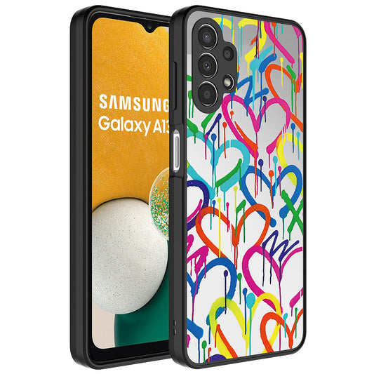 Galaxy A13 4G Kılıf Aynalı Desenli Kamera Korumalı Parlak Zore Mirror Kapak Kalp