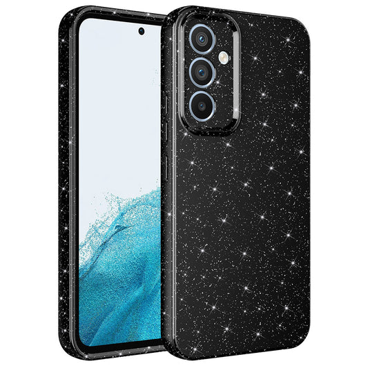 Galaxy A14 Kılıf Kamera Korumalı Simli Lüks Zore Koton Kapak Siyah