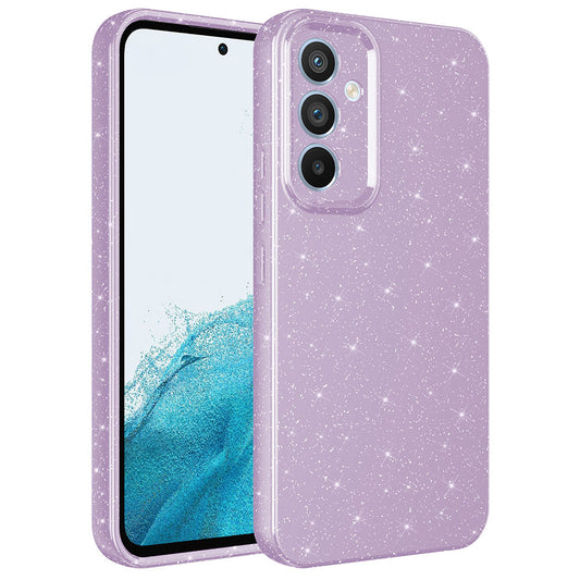 Galaxy A14 Kılıf Kamera Korumalı Simli Lüks Zore Koton Kapak Lila