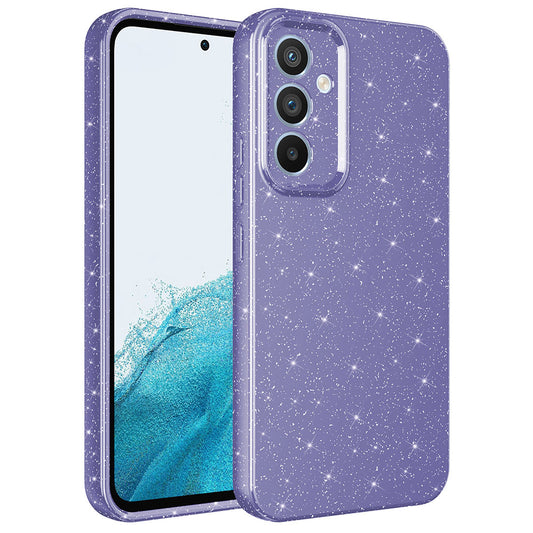 Galaxy A14 Kılıf Kamera Korumalı Simli Lüks Zore Koton Kapak Mor