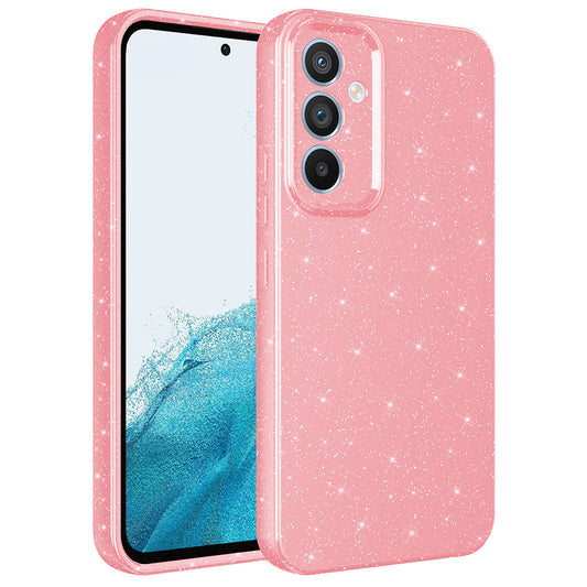 Galaxy A14 Kılıf Kamera Korumalı Simli Lüks Zore Koton Kapak Pembe