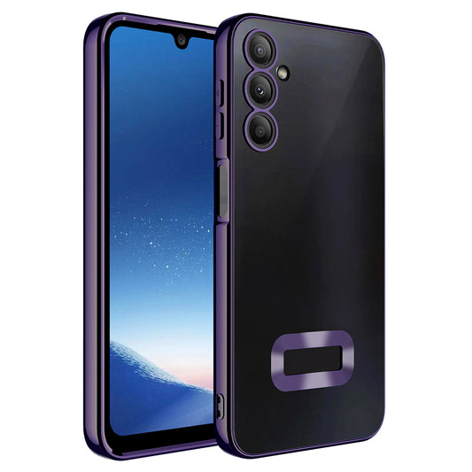 Galaxy A16 Kılıf Kamera Korumalı Logo Gösteren Zore Omega Kapak Derin Mor