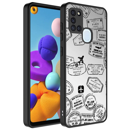 Galaxy A21S Kılıf Aynalı Desenli Kamera Korumalı Parlak Zore Mirror Kapak Seyahat