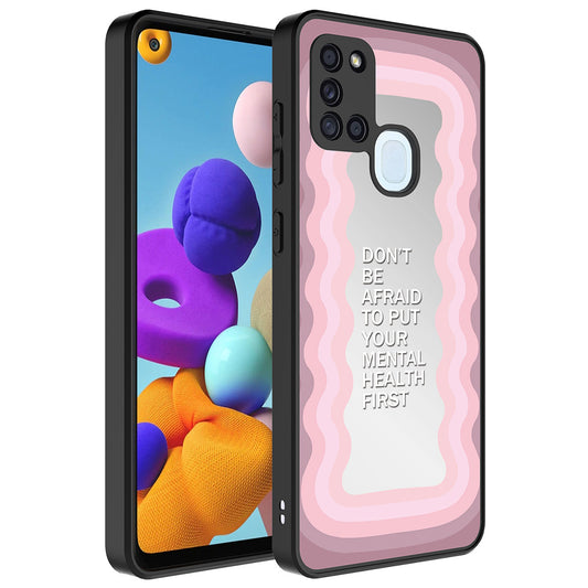 Galaxy A21S Kılıf Aynalı Desenli Kamera Korumalı Parlak Zore Mirror Kapak Ayna