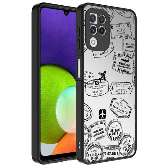 Galaxy A22 4G Kılıf Aynalı Desenli Kamera Korumalı Parlak Zore Mirror Kapak Seyahat