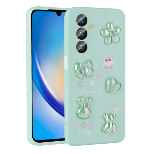 Galaxy A23 4G Kılıf Kabartma Figürlü Parlak Zore Toys Silikon Kapak Açık Yeşil