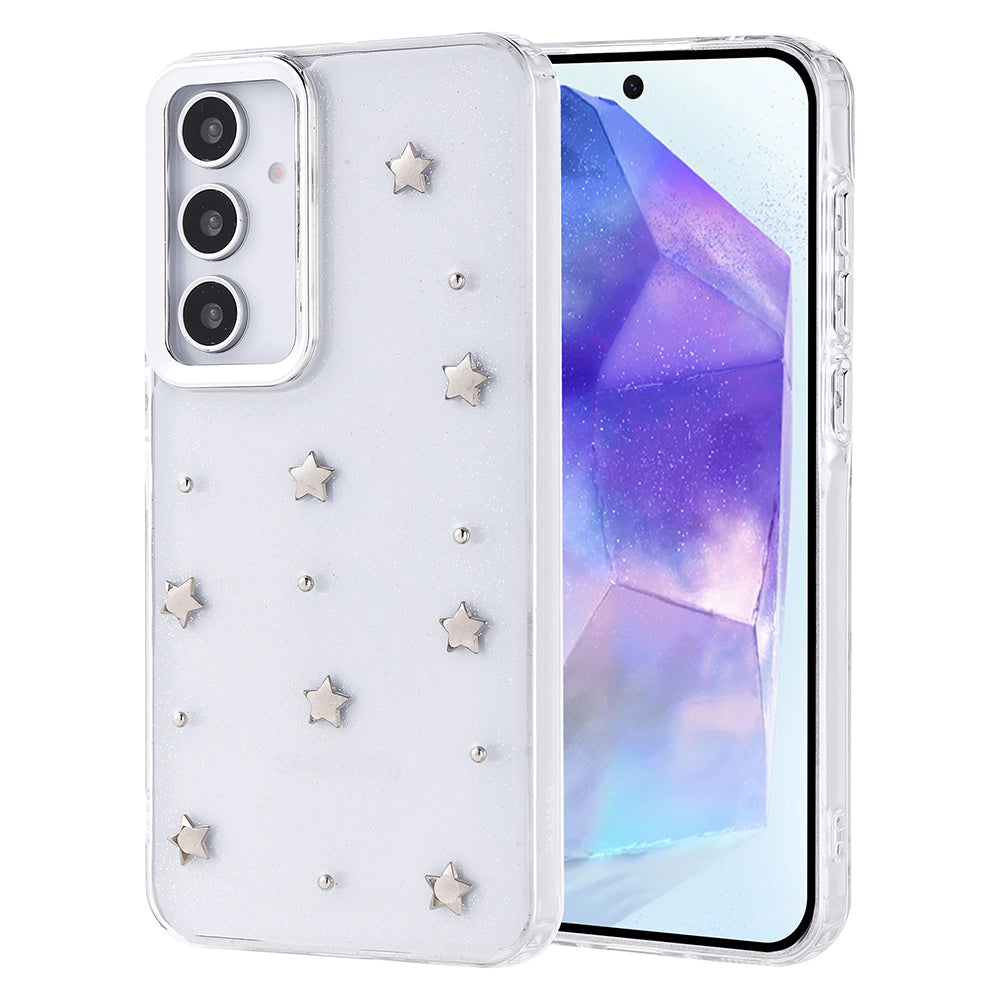Galaxy A35 Kılıf Airbag Tasarımlı Simli Şeffaf Zore Kutup Kapak Kiraz