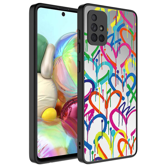 Galaxy A51 Kılıf Aynalı Desenli Kamera Korumalı Parlak Zore Mirror Kapak Kalp