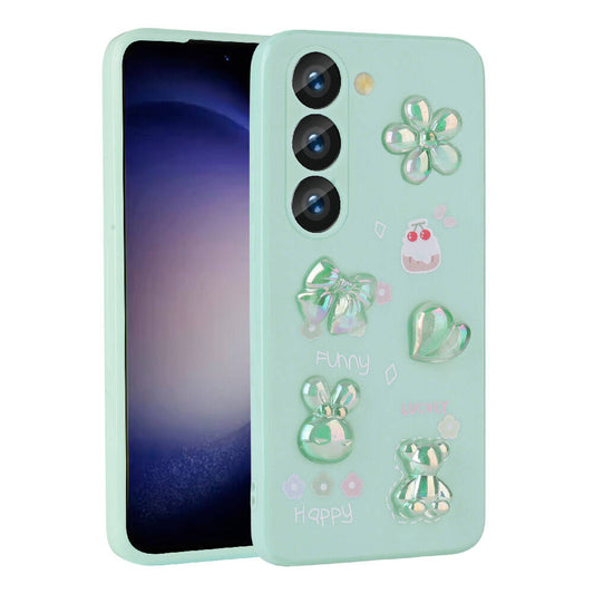 Galaxy A54 Kılıf Kabartma Figürlü Parlak Zore Toys Silikon Kapak Açık Yeşil