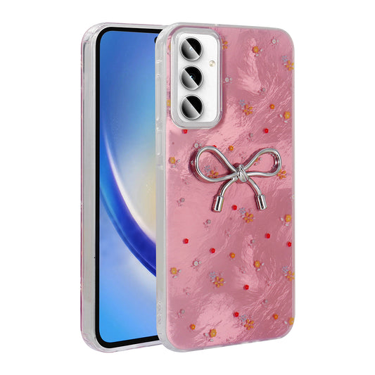 Galaxy A55 Kılıf Kamera Korumalı Figürlü Zore Ponti Silikon Kapak Açık Pembe