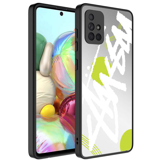 Galaxy A71 Kılıf Aynalı Desenli Kamera Korumalı Parlak Zore Mirror Kapak Yazı