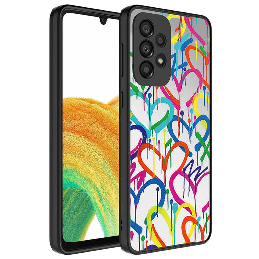 Galaxy A73 Kılıf Aynalı Desenli Kamera Korumalı Parlak Zore Mirror Kapak Kalp