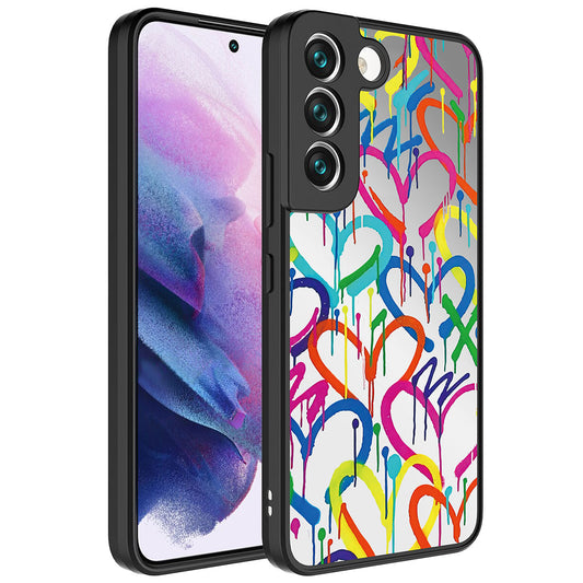 Galaxy S21 FE Kılıf Aynalı Desenli Kamera Korumalı Parlak Zore Mirror Kapak Kalp