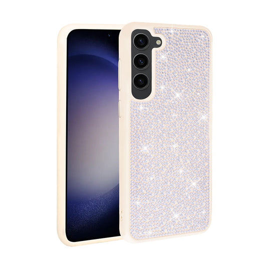 Galaxy S23 Kılıf Parlak Taşlı Tasarım Zore Ston Kapak Beyaz