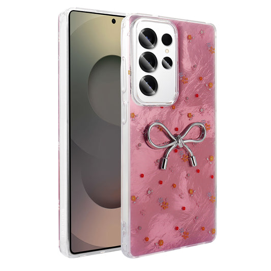 Galaxy S23 Ultra Kılıf Kamera Korumalı Figürlü Zore Ponti Silikon Kapak Açık Pembe
